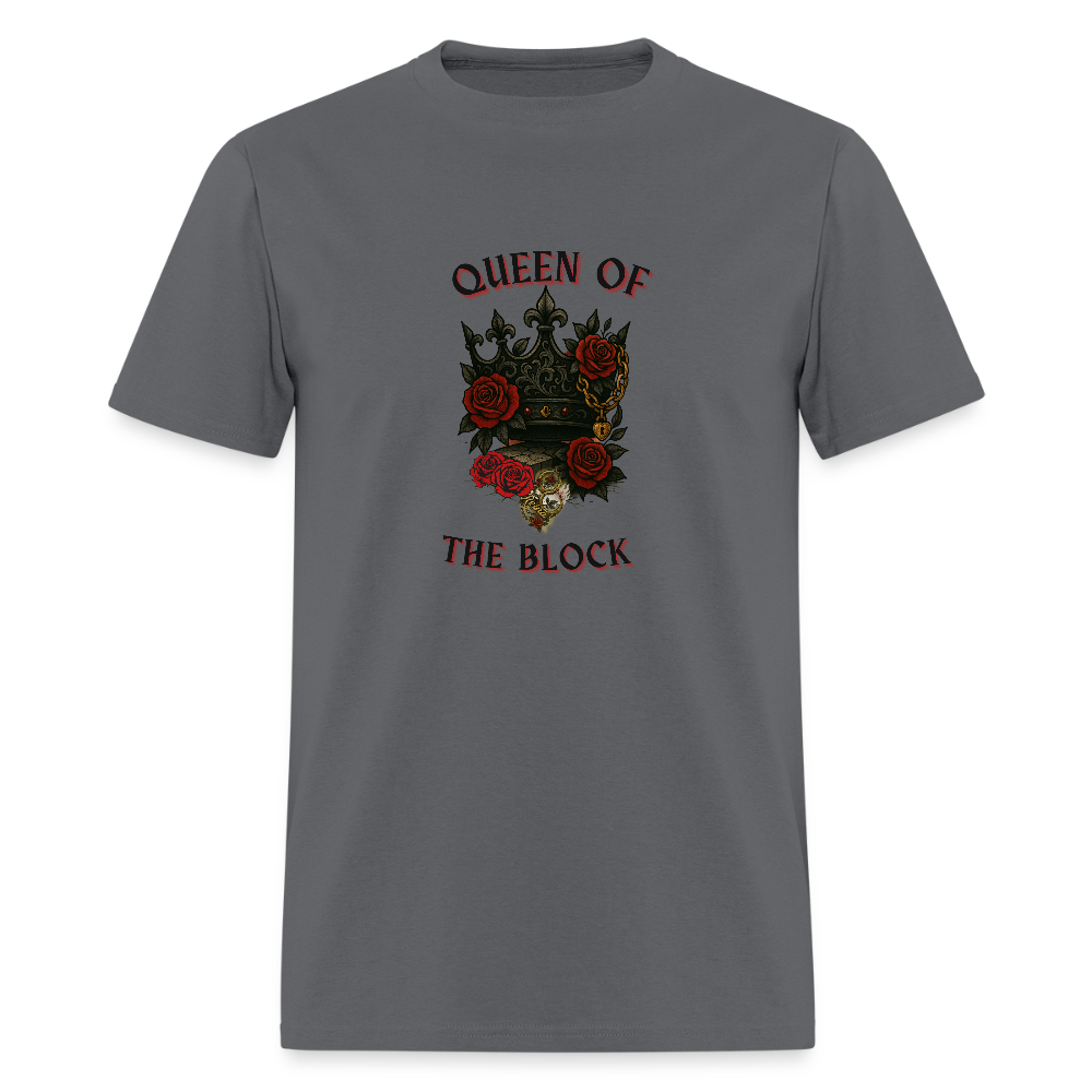 Queen of the block- graphic tee - charcoal