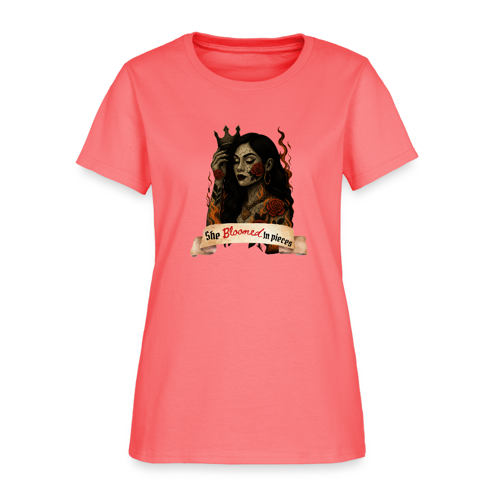She bloomed— graphic tee - coral