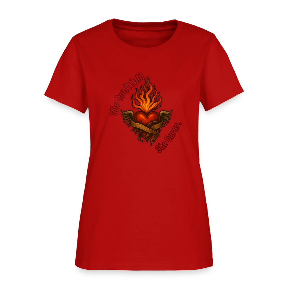 She burns— graphic tee - red