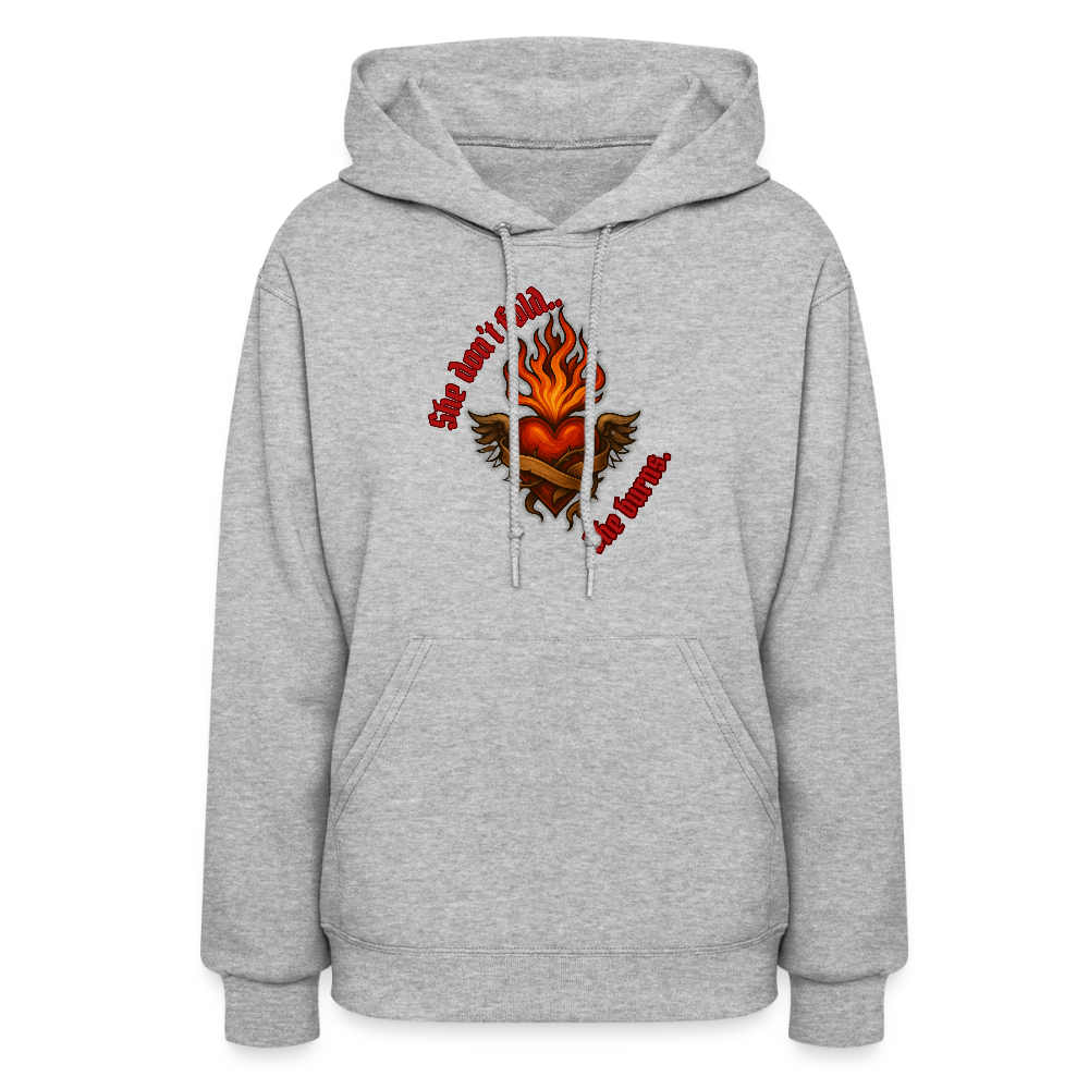 She burns—Women's Hoodie - heather gray