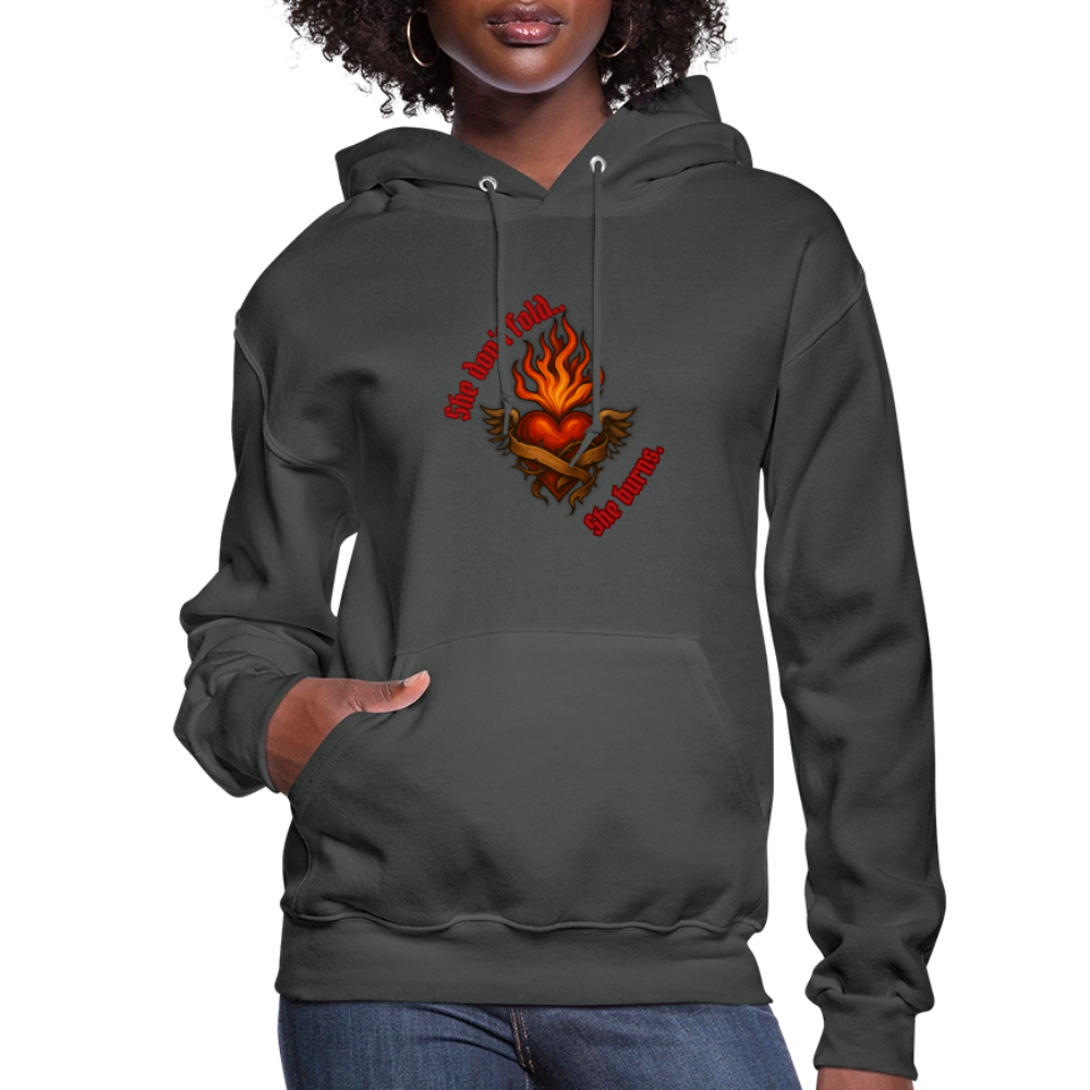 She burns—Women's Hoodie - asphalt
