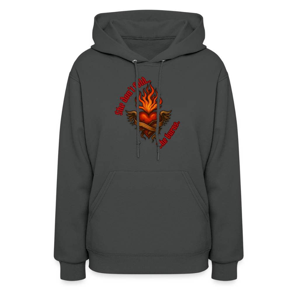 She burns—Women's Hoodie - asphalt