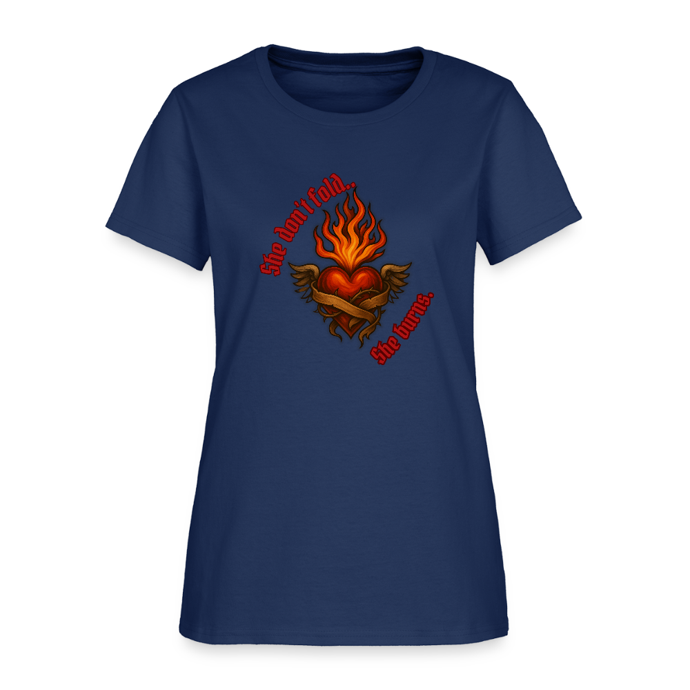 She burns— graphic tee -  blue dusk