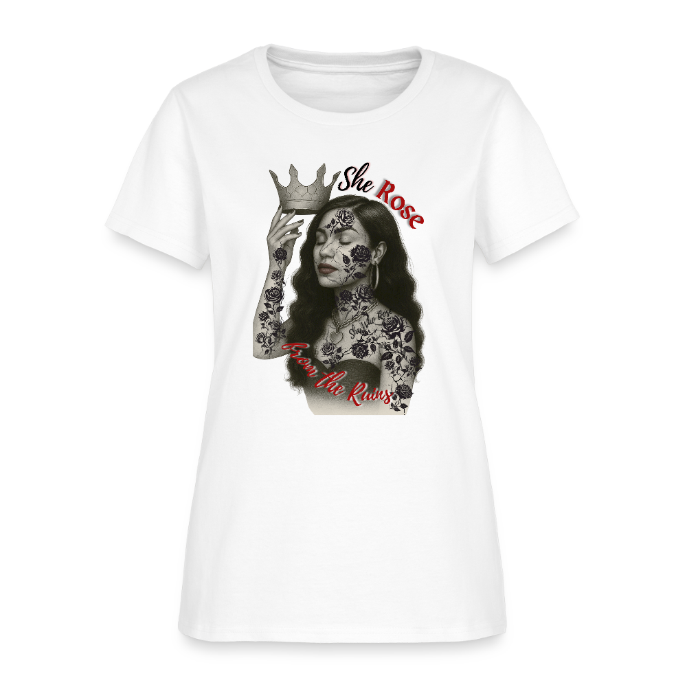 She Rose in Ruins— graphic tee - white